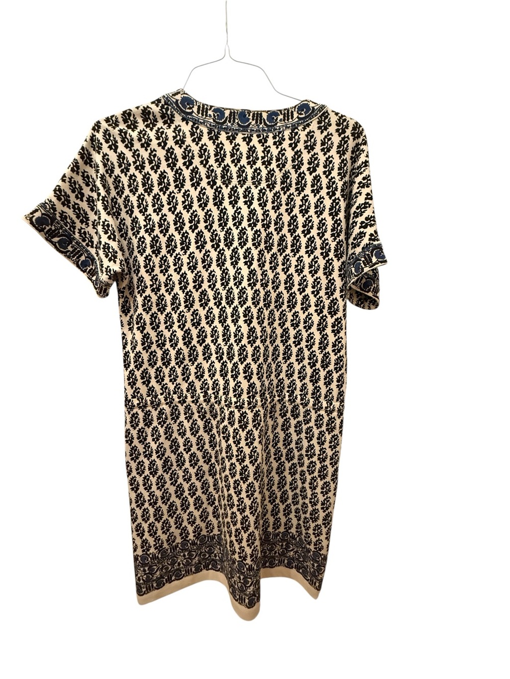 Tory Burch Gury Border Amora Blue and Cream Printed Short Dress - Picture 3 of 3